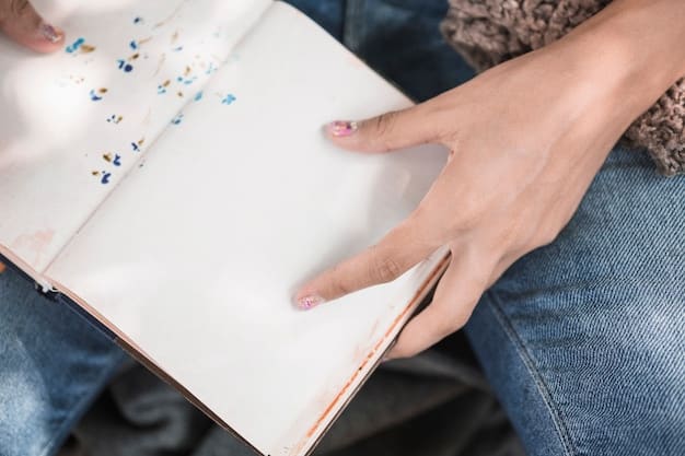 A close-up shot of a hand holding a well-worn book, with annotations and underlines visible. The lighting is soft and diffused, creating a sense of intimacy and personal connection with the text. The background is blurred, emphasizing the book as the focal point.