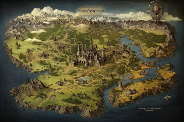 A detailed map of a fictional world from a popular fantasy series, showing various kingdoms, landscapes, and significant locations.