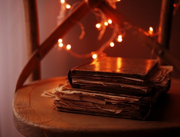 A stack of old, leather-bound journals on a wooden table, casting a nostalgic light. A quill pen rests on top of the journals, suggesting the recording of personal histories and backstories. The scene evokes a sense of depth and the importance of understanding the past.