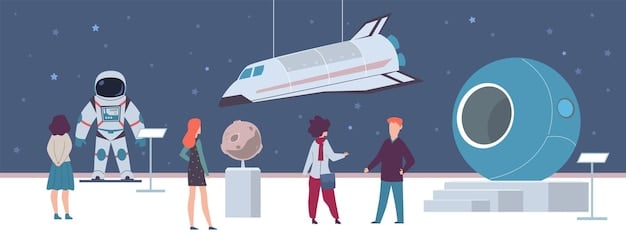 A diverse group of characters stands on the bridge of a spaceship, looking out at a planet in the distance. The characters represent various races and backgrounds, and the bridge is filled with holographic displays.