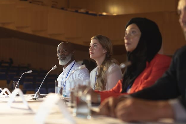 A panel discussion in a university setting, with diverse scholars engaging in a lively debate about the relevance and limitations of postcolonial theory in contemporary society.