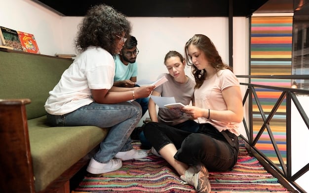 A diverse group of authors at a book signing event, representing various ethnicities, genders, and ages. The focus is on inclusivity and the celebration of diverse voices in literature.