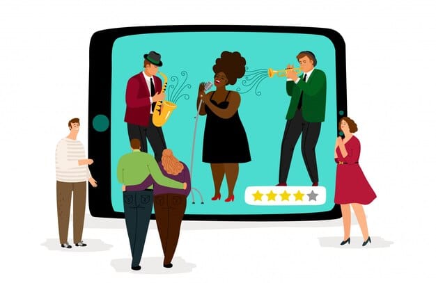 A screenshot of a popular online review website, showing various user ratings and reviews of a recent theater production. The interface is clean and modern, with star ratings and comment sections.