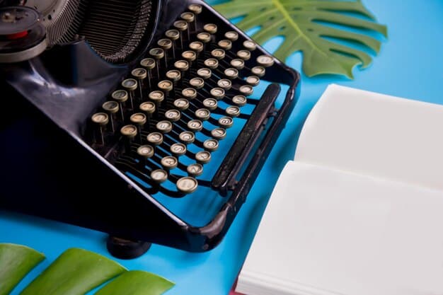 A close-up shot of a vintage typewriter with a partially typed review of a play. The keys are slightly blurred, suggesting the frantic pace of a critic rushing to meet a deadline. The background is softly lit with books and theater memorabilia.