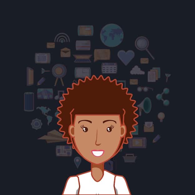 A stylized profile picture of a diverse author on a social media platform, with thought bubbles around it containing critical commentary and emojis, illustrating the blend of authorial branding and critical discourse.