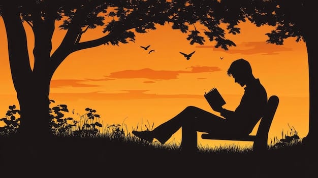 A silhouette of a person reading intently under a tree, juxtaposed with a cityscape in the background. The image symbolizes the intersection of individual interpretation and societal context in The Ethics of Literary Criticism: Navigating Interpretation and Authorial Intent in Contemporary American Literature.