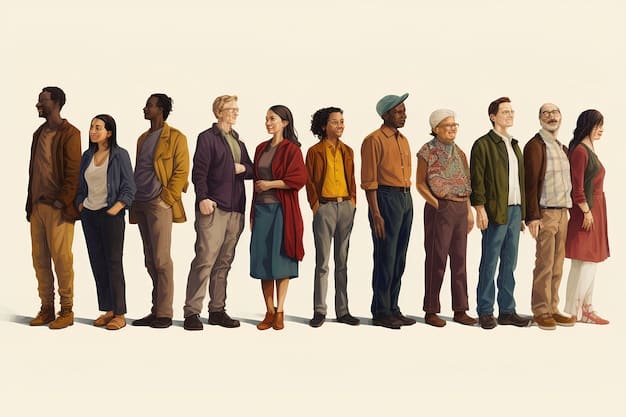 A depiction of a diverse group of people standing side-by-side, each person representing a different archetype (e.g., the hero, the caregiver, the rebel). Symbolic items such as swords, shields, and comforting blankets are subtly placed around them. The scene signifies Analyzing the Use of Archetypal Criticism in Understanding Recurring Themes in American Poetry by illustrating the diversity and universality of archetypes.