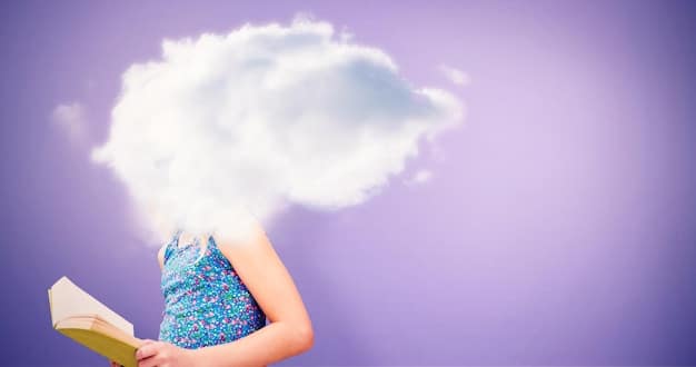 An image depicting a person deeply engaged in reading a book, surrounded by thought bubbles filled with question marks, symbols, and excerpts from famous literary works. The background is a vibrant collage of literary quotes and illustrations.