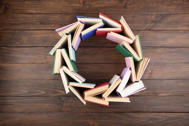 An image depicting a set of diverse books arranged in a circular pattern, with magnifying glasses hovering over each book. The image is brightly lit to emphasize careful analysis and the importance of detailed examination in book reviewing in relation to 