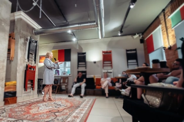 Interior shot of a regional theater during a performance. Focus on the set design and the actors' expressions. The lighting is dramatic, highlighting the key elements of the scene. Showcase the intimacy and connection between the performers and the audience that Beyond Broadway: Exploring Regional Theater Gems Across the US offers.