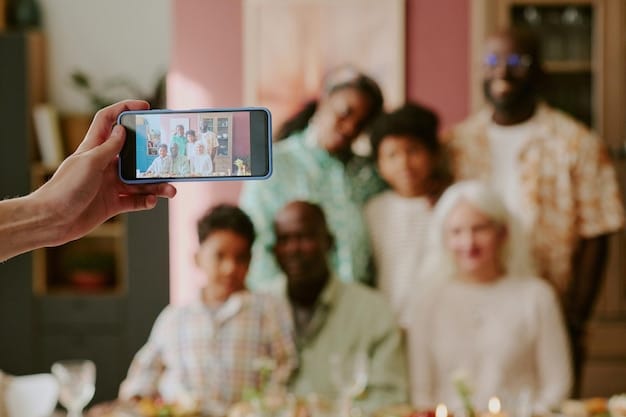 A group of friends or family members sharing a single streaming device, with a shared calendar or schedule overlay, indicating coordinated viewing.