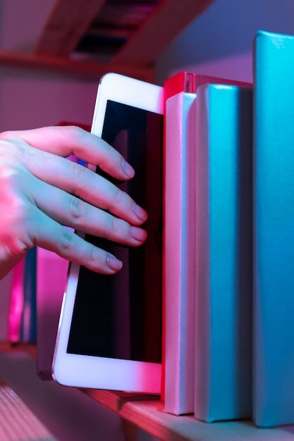 A close-up of a hand holding an e-reader displaying an independently published novel, surrounded by a subtle aura of creativity and digital connection, signifying accessibility and modern reading habits.