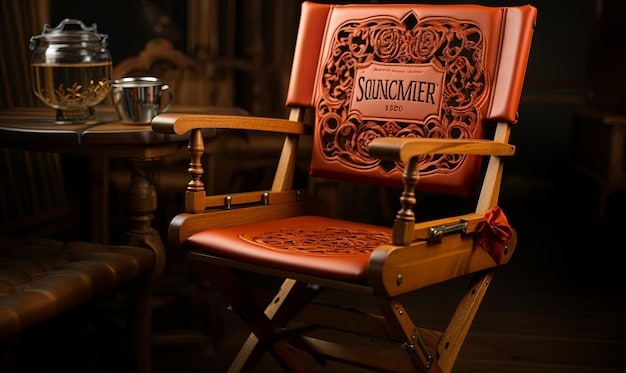 A detailed, close-up shot of elaborately carved wooden seats in an old theater, highlighting craftsmanship and historical charm, with a vintage feel.