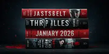 Four bestselling thriller book covers from January 2026 stacked, evoking mystery and suspense.